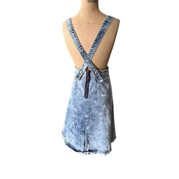 Plenty by Tracy Reese Splattered Light Denim Overall Skirt - Size 0  ***Item: 05