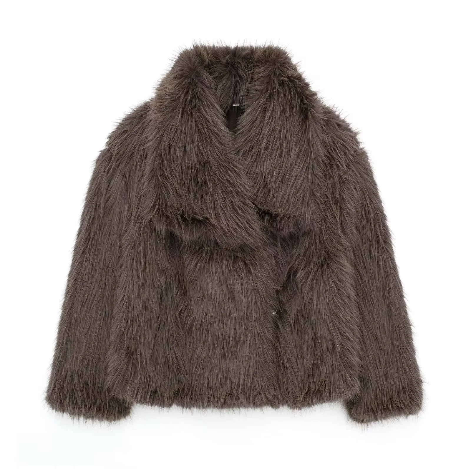 Plush Faux Fur Coat Women's Winter Lapel Jacket - Urbane Boujee™