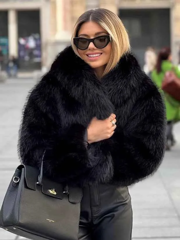 Plush Faux Fur Coat Women's Winter Lapel Jacket - Urbane Boujee™