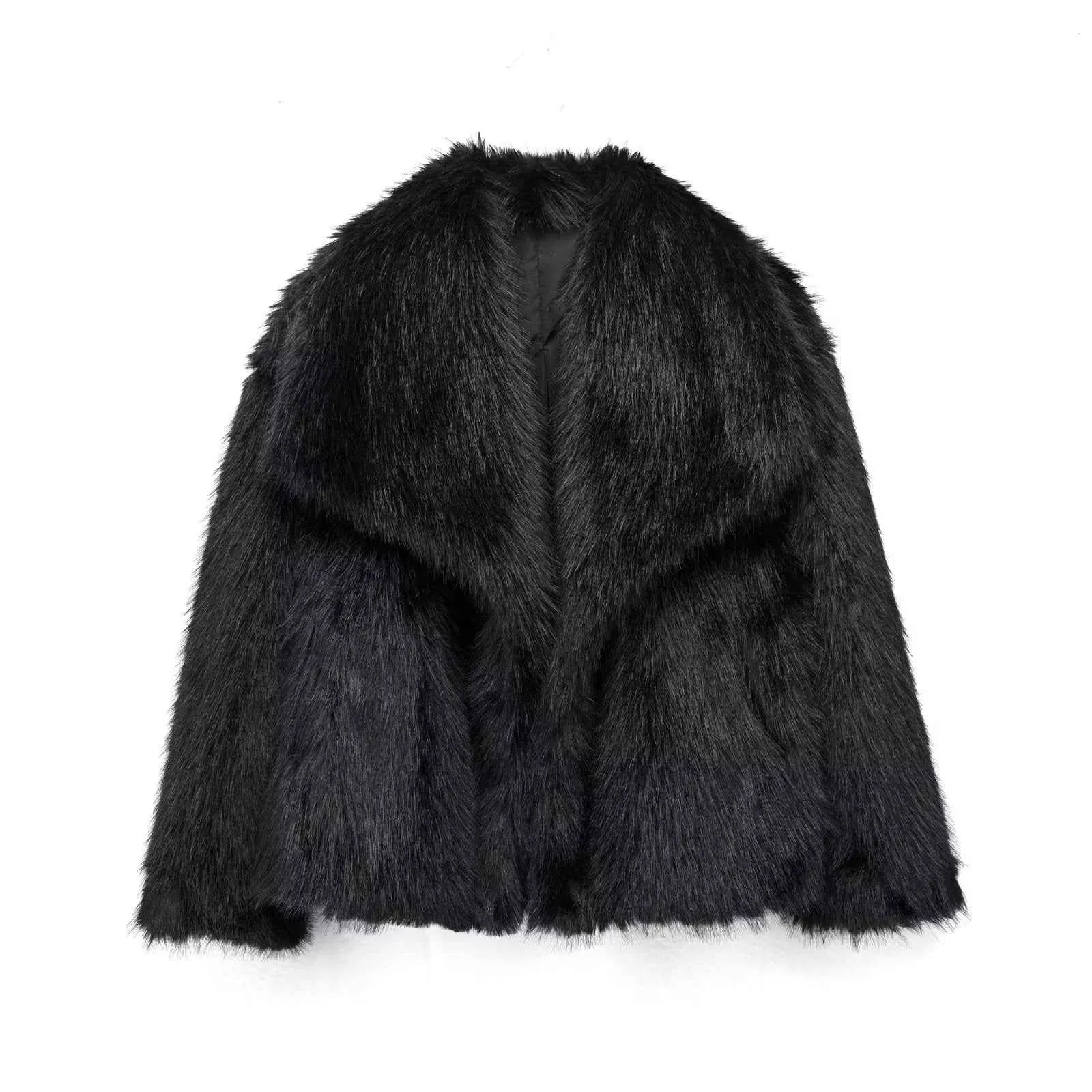 Plush Faux Fur Coat Women's Winter Lapel Jacket - Urbane Boujee™