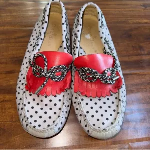 Polka Dot Cole Haan Loafers Driving Shoes Gray Black Red Size 7.5