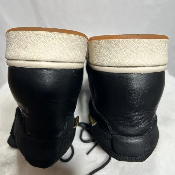 Polo Ralph Lauren Mens Black Leather Sneaker Boots Lace Up Sz 13 US, 12 UK, 46EU