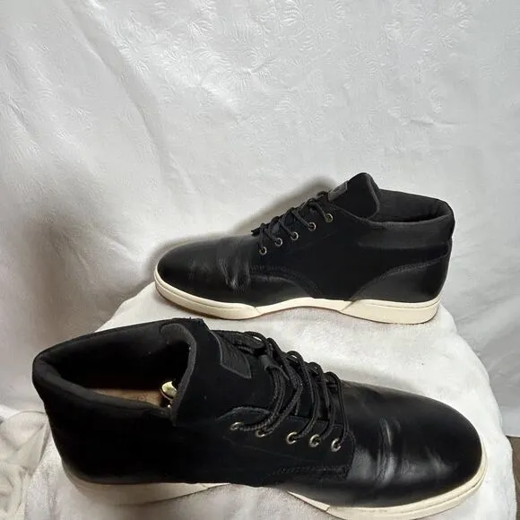 Polo Ralph Lauren Mens Black Leather Sneaker Boots Lace Up Sz 13 US, 12 UK, 46EU