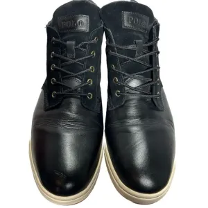 Polo Ralph Lauren Mens Black Leather Sneaker Boots Lace Up Sz 13 US, 12 UK, 46EU