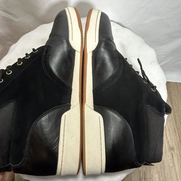 Polo Ralph Lauren Mens Black Leather Sneaker Boots Lace Up Sz 13 US, 12 UK, 46EU