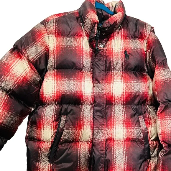 Polo Ralph Lauren Women's Carly Down Jacket Insulated Plaid Winter Coat Size XL