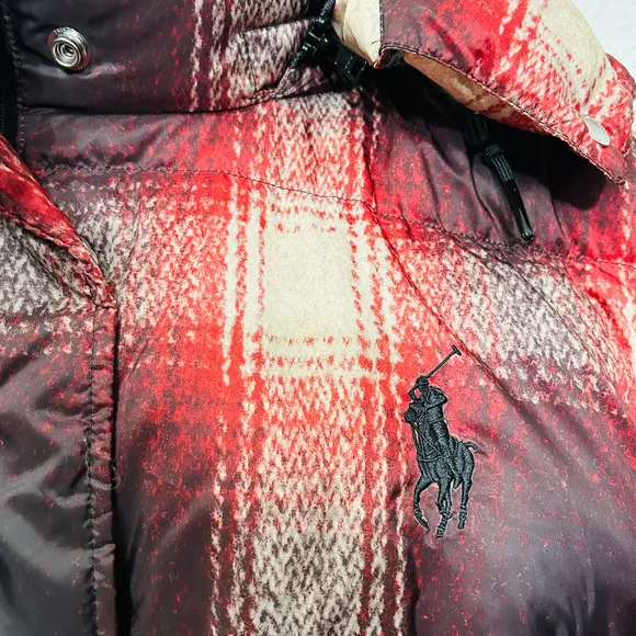 Polo Ralph Lauren Women's Carly Down Jacket Insulated Plaid Winter Coat Size XL