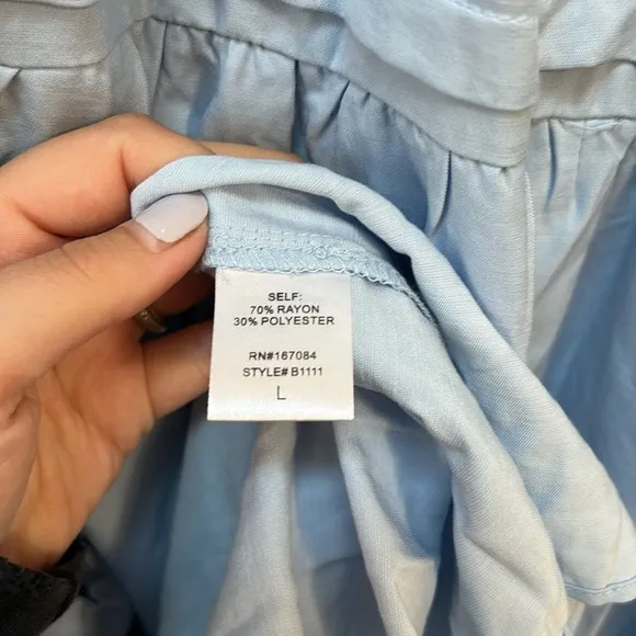 POMANDER PLACE Light Blue Tiered Maxi Dress Size Large