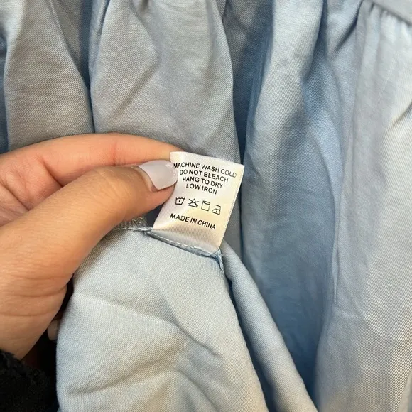 POMANDER PLACE Light Blue Tiered Maxi Dress Size Large