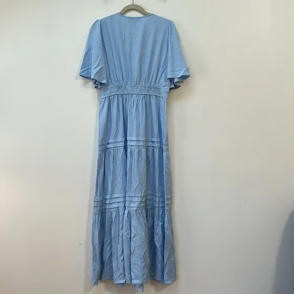 POMANDER PLACE Light Blue Tiered Maxi Dress Size Large