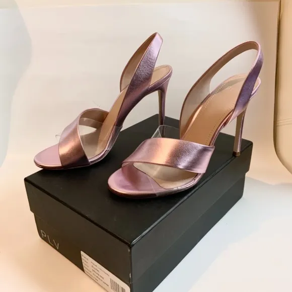Pour La Victoire Elly Pink Leather Slingback Stiletto Heel Pump Dress Sandal 7.5