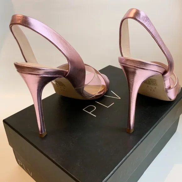 Pour La Victoire Elly Pink Leather Slingback Stiletto Heel Pump Dress Sandal 7.5