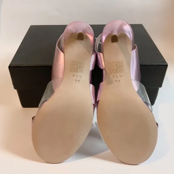 Pour La Victoire Elly Pink Leather Slingback Stiletto Heel Pump Dress Sandal 7.5