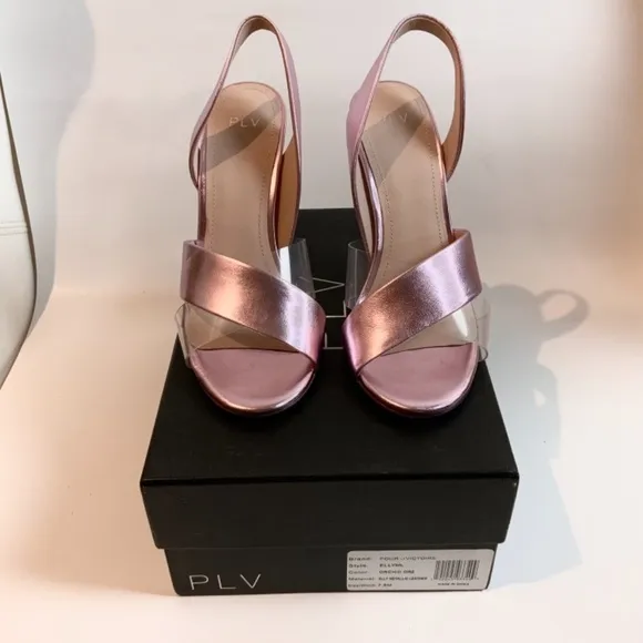 Pour La Victoire Elly Pink Leather Slingback Stiletto Heel Pump Dress Sandal 7.5
