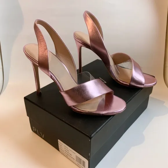 Pour La Victoire Elly Pink Leather Slingback Stiletto Heel Pump Dress Sandal 7.5