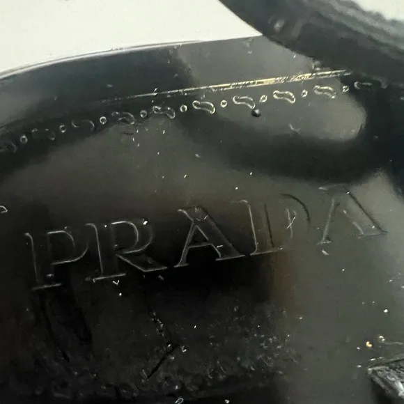 Prada Patent Leather Braided Accents Slingback Sandals