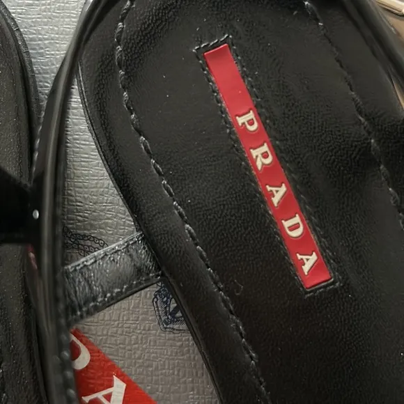 Prada sandals shinny straps rubber soles suze 36.5 great condition with box