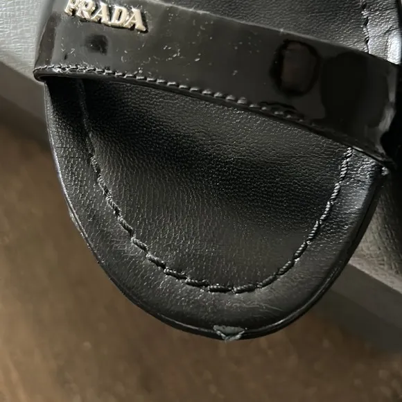 Prada sandals shinny straps rubber soles suze 36.5 great condition with box