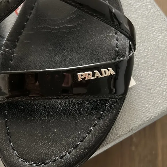 Prada sandals shinny straps rubber soles suze 36.5 great condition with box