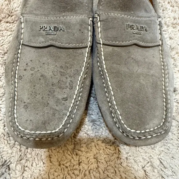 Prada Suede Leather Loafers Driving Moccasins Casual Shoes Size 8.5