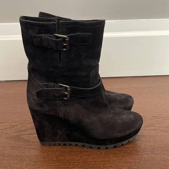 Prada Women’s Black Suede Wedge Boots Size 37/7