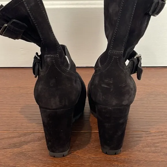 Prada Women’s Black Suede Wedge Boots Size 37/7