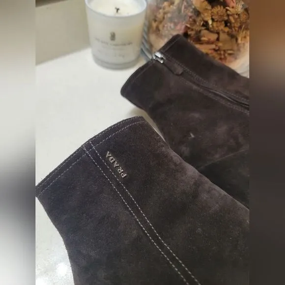 Prada boots brown suede Size 37.5