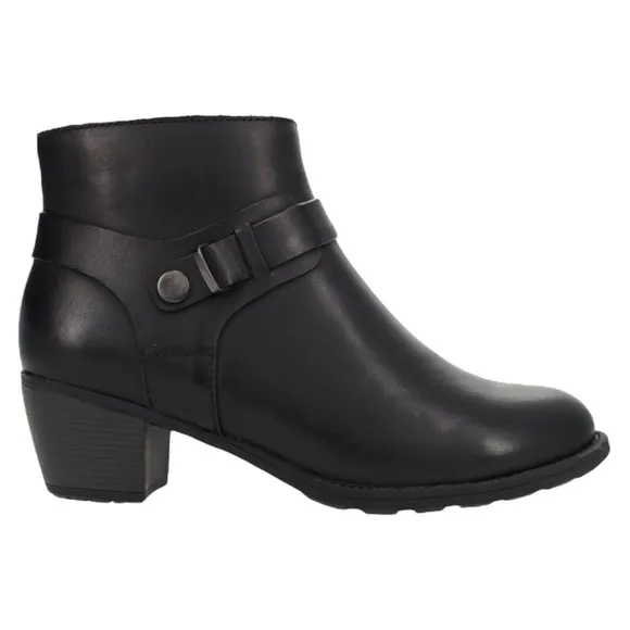 Propet Boots Women Size 8 Wide Topaz Leather Ankle Black Shoes Zip
