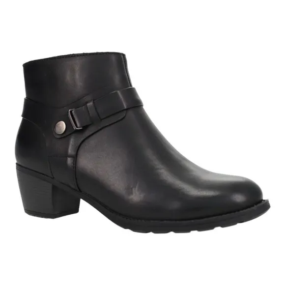 Propet Boots Women Size 8 Wide Topaz Leather Ankle Black Shoes Zip