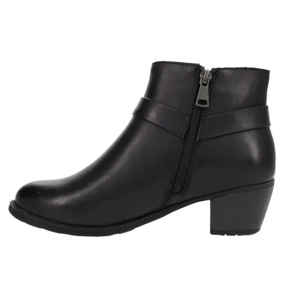 Propet Boots Women Size 8 Wide Topaz Leather Ankle Black Shoes Zip