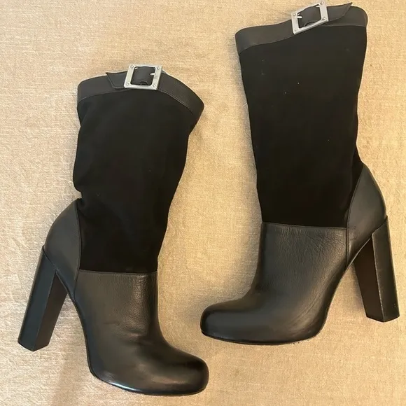 Rachael and Zoe Claudia  size 9 mid calf slouch boots buckle suede &amp; Leather