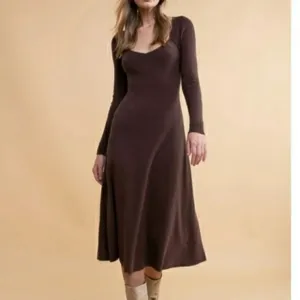 Rachel Parcell Midi Length Sweater Dress Brown