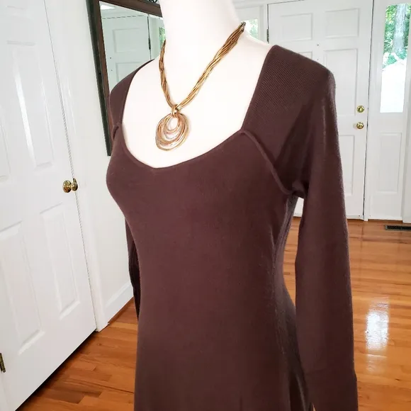 Rachel Parcell Midi Length Sweater Dress Brown