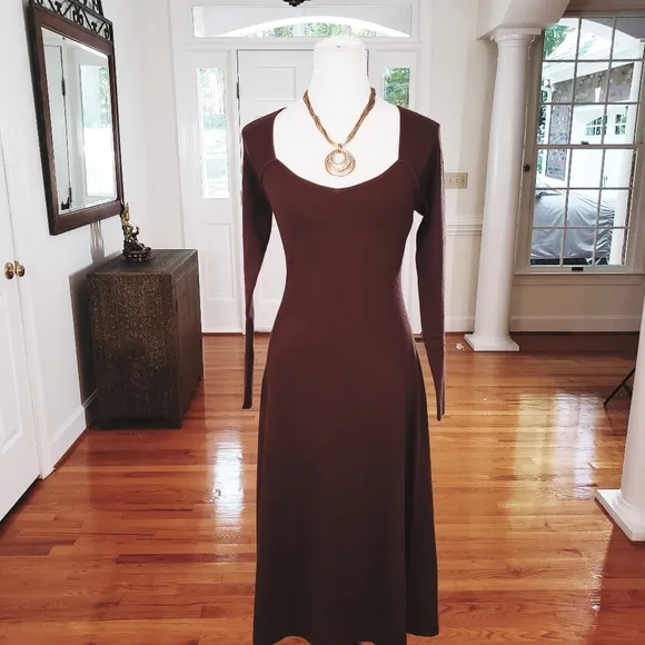 Rachel Parcell Midi Length Sweater Dress Brown