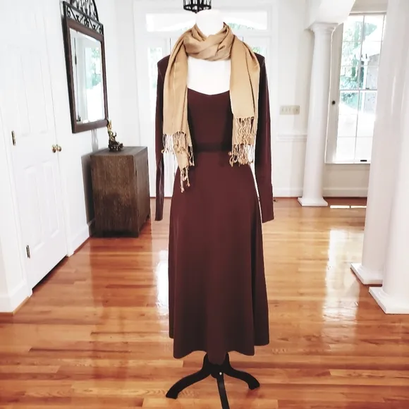 Rachel Parcell Midi Length Sweater Dress Brown