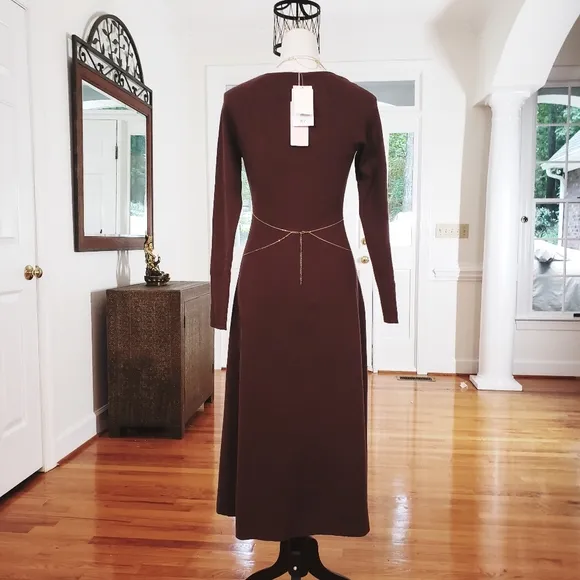 Rachel Parcell Midi Length Sweater Dress Brown