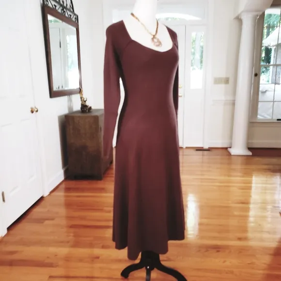 Rachel Parcell Midi Length Sweater Dress Brown
