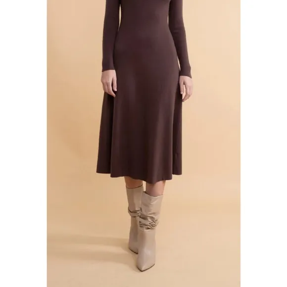 Rachel Parcell Midi Length Sweater Dress Brown