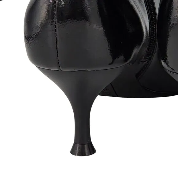 Rachel Zoe Glossy Faux Leather Kitten Heel Booties Black Memory Foam Size 9.5M