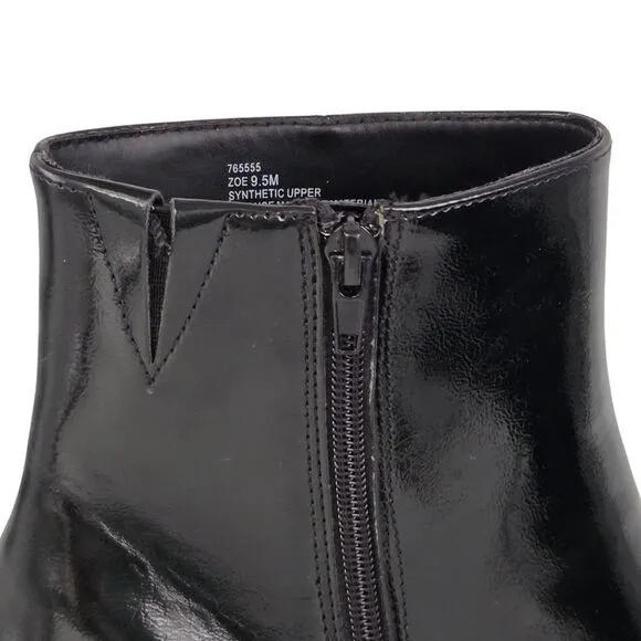 Rachel Zoe Glossy Faux Leather Kitten Heel Booties Black Memory Foam Size 9.5M