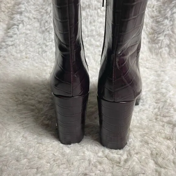 Rachel Zoe  Maya Deep Mahogany Croc-Embossed Faux leather Platform Boots lSZ8.5