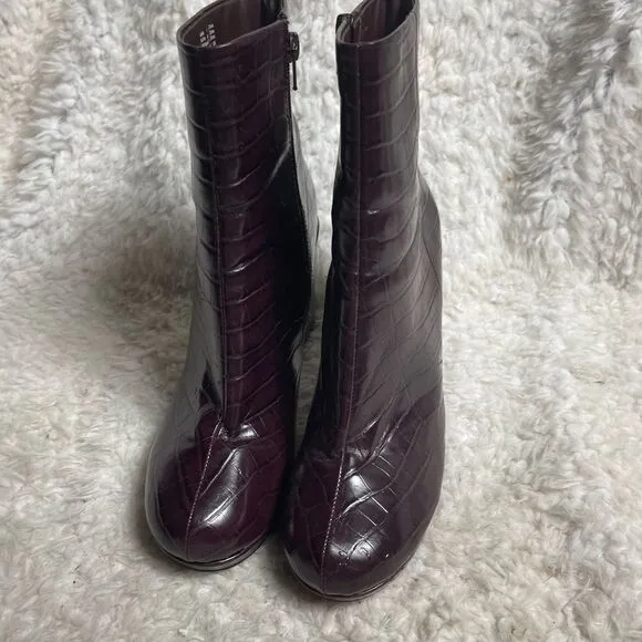 Rachel Zoe  Maya Deep Mahogany Croc-Embossed Faux leather Platform Boots lSZ8.5