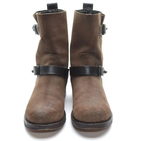 rag &amp; bone Brown Handmade Goodyear Moto Boots 35 / 5