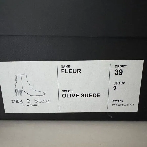 Rag &amp; Bone Fleur Olive Suede Ankle Boots 9