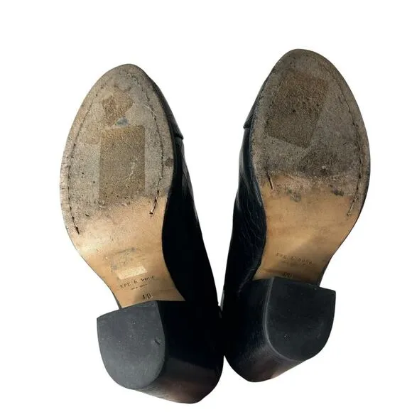 Rag &amp; Bone Harrow Crocodile-Embossed Leather Booties Black Size 10