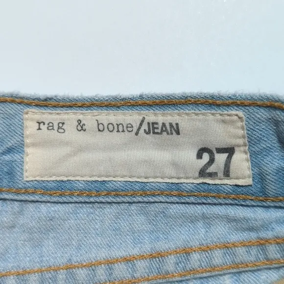 Rag &amp; Bone Huntington Light Wash Mid Rise Cut Off Raw Hem Denim Jean Shorts 27