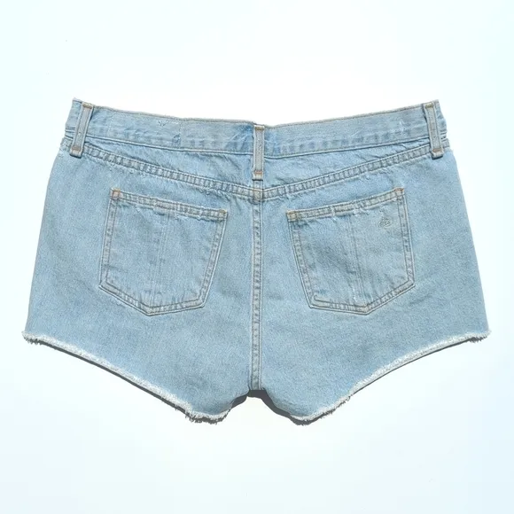 Rag &amp; Bone Huntington Light Wash Mid Rise Cut Off Raw Hem Denim Jean Shorts 27