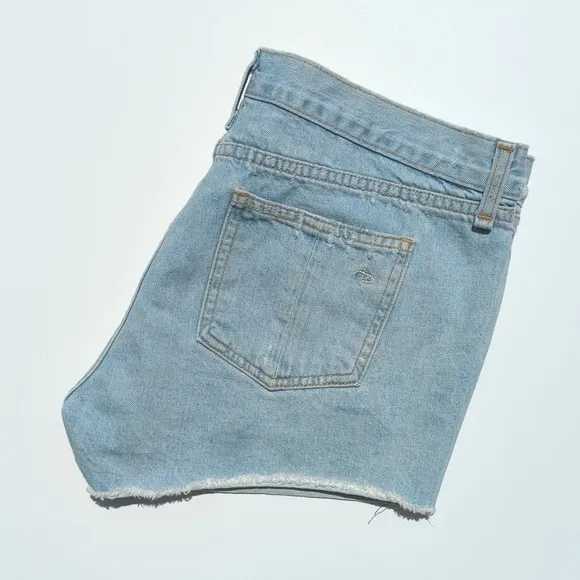 Rag &amp; Bone Huntington Light Wash Mid Rise Cut Off Raw Hem Denim Jean Shorts 27