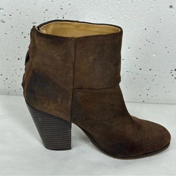 Rag &amp; Bone size 38 / 8 Newbury Brown Distressed Suede Ankle Boots