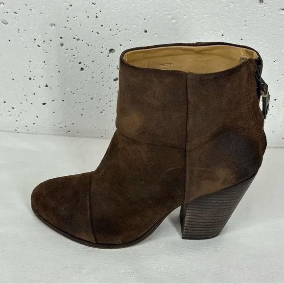 Rag &amp; Bone size 38 / 8 Newbury Brown Distressed Suede Ankle Boots